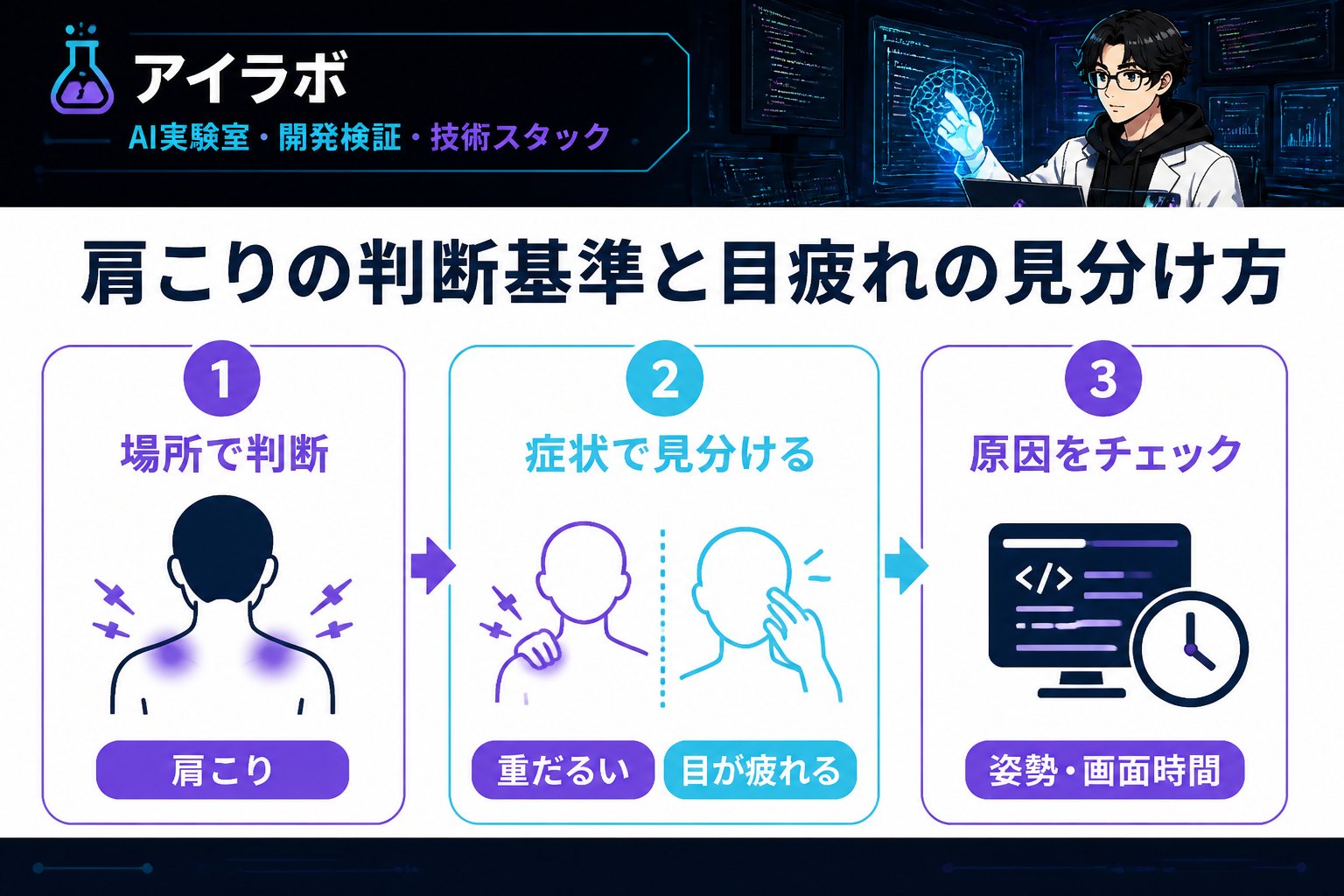 エンジニアの健康 肩こりの判断基準と目疲れの見分け方