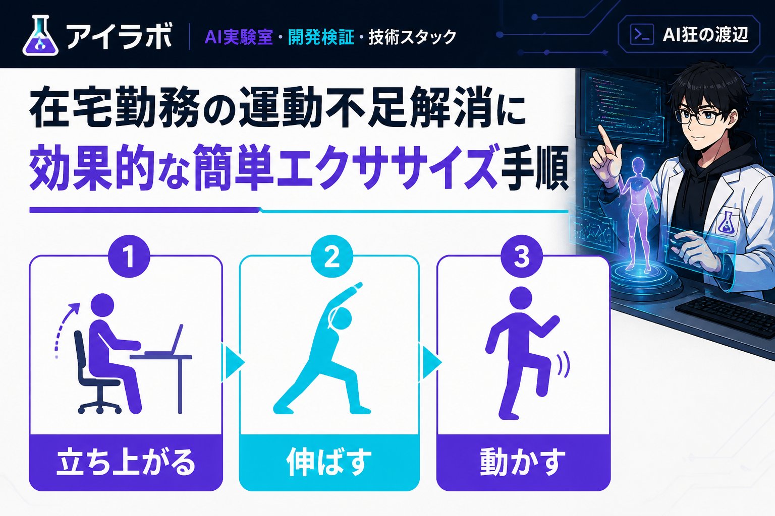 エンジニアの健康 在宅勤務の運動不足解消に効果的な簡単エクササイズ手順