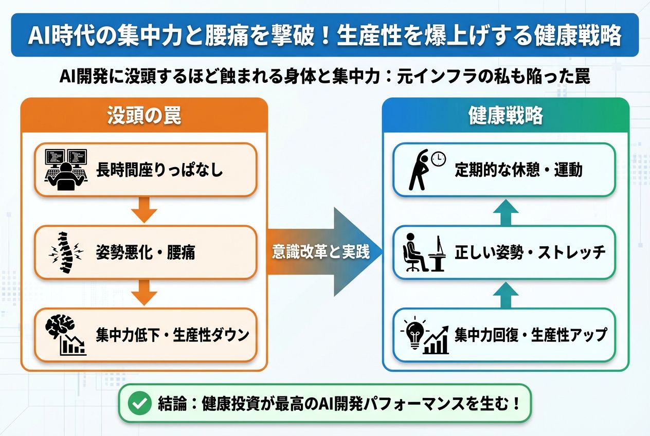 エンジニアの健康 AI開発に没頭するほど蝕まれる身体と集中力:元インフラの私も陥った罠