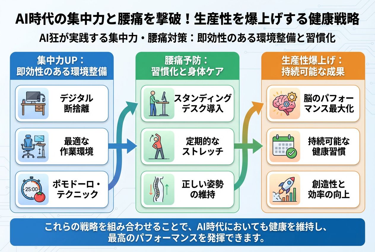 エンジニアの健康 AI狂が実践する集中力・腰痛対策:即効性のある環境整備と習慣化