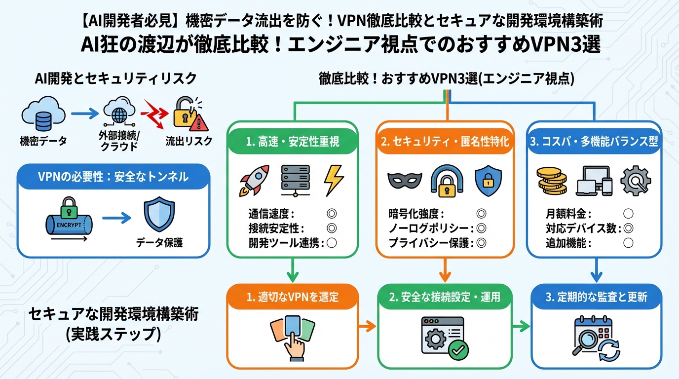 プログラミング AI狂の渡辺が徹底比較！エンジニア視点でのおすすめVPN3選