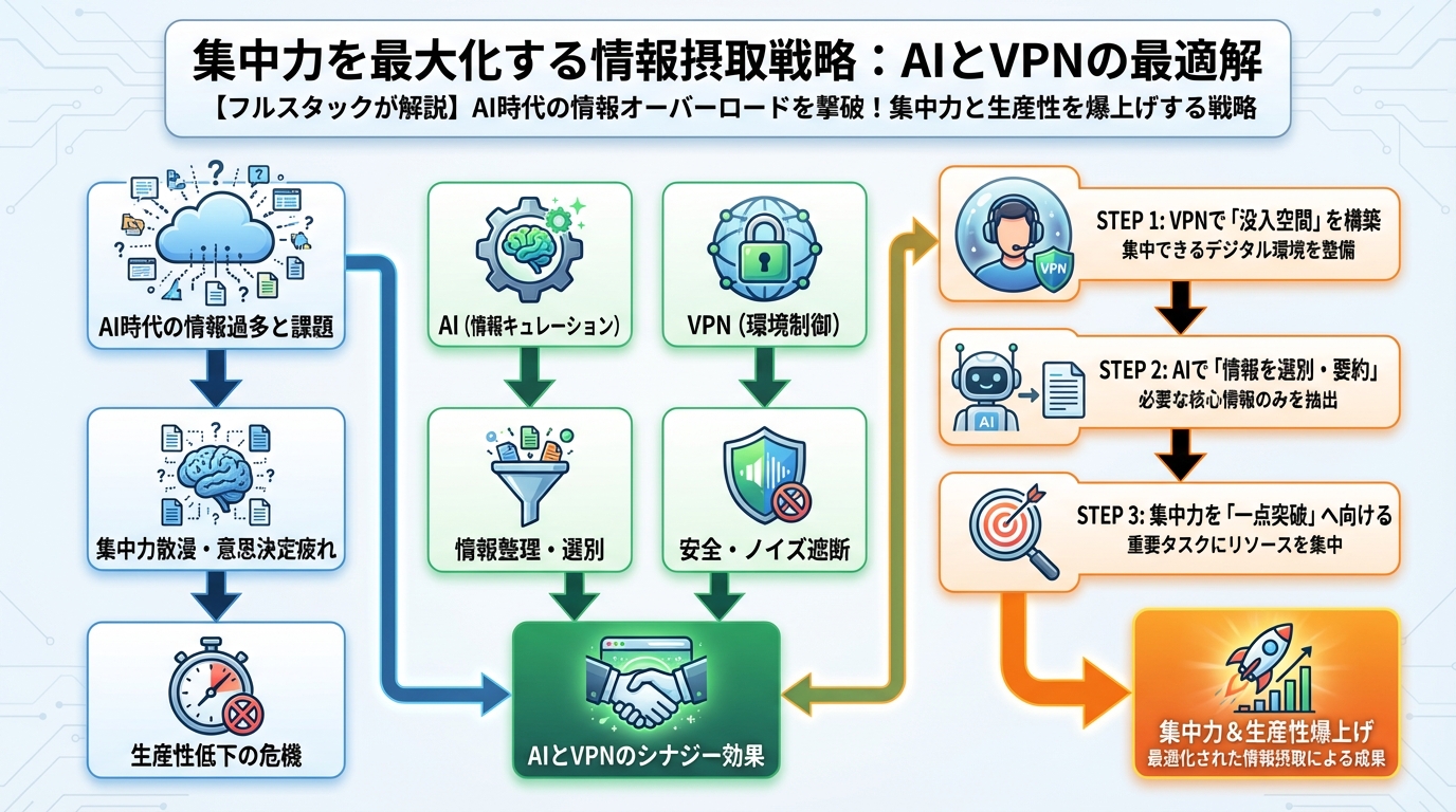 プログラミング 集中力を最大化する情報摂取戦略:AIとVPNの最適解