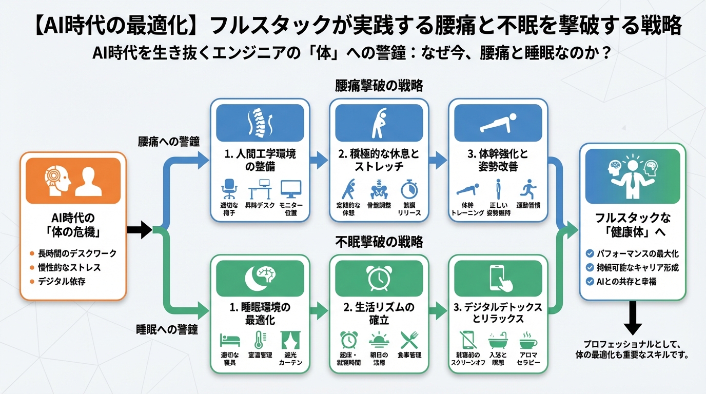 エンジニアの健康 AI時代を生き抜くエンジニアの「体」への警鐘：なぜ今、腰痛と睡眠なのか？