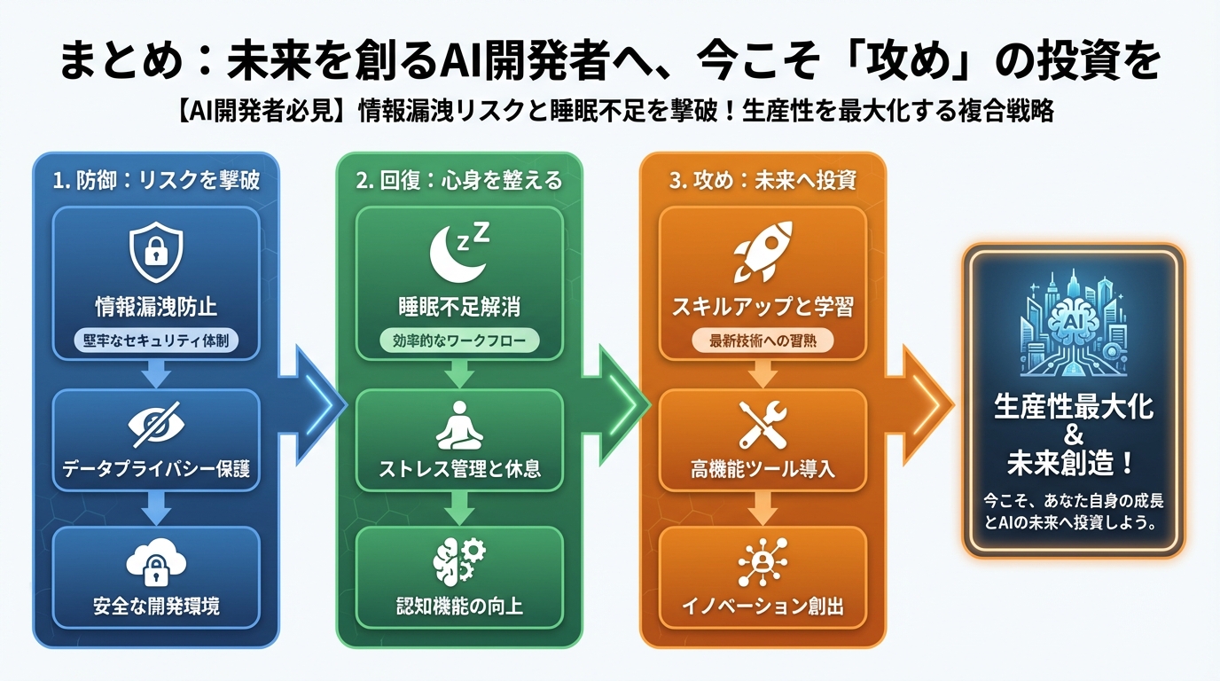 AI活用 まとめ：未来を創るAI開発者へ、今こそ「攻め」の投資を