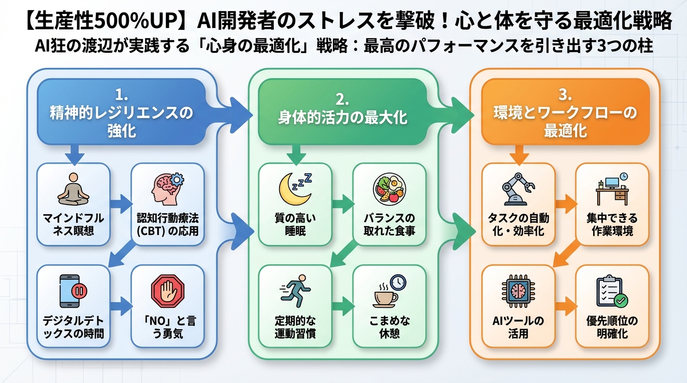 エンジニアの健康 AI狂の渡辺が実践する「心身の最適化」戦略：最高のパフォーマンスを引き出す3つの柱