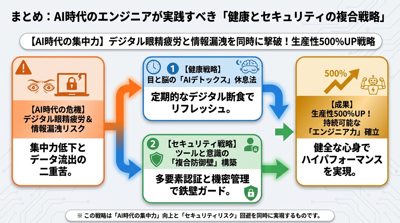 エンジニアの健康 まとめ：AI時代のエンジニアが実践すべき「健康とセキュリティの複合戦略」