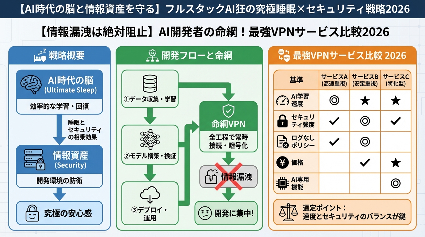 プログラミング 【情報漏洩は絶対阻止】AI開発者の命綱!最強VPNサービス比較2026