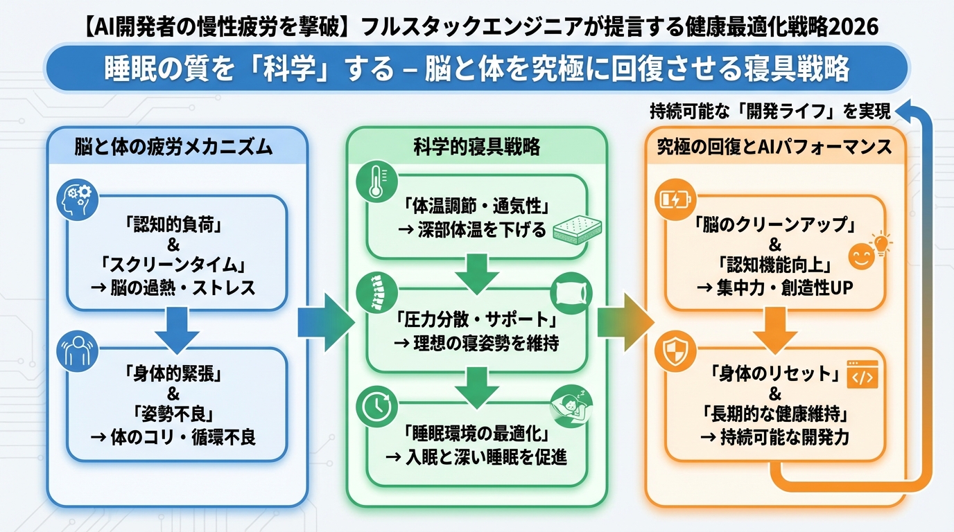 エンジニアの健康 睡眠の質を「科学」する<ul><li>脳と体を究極に回復させる寝具戦略