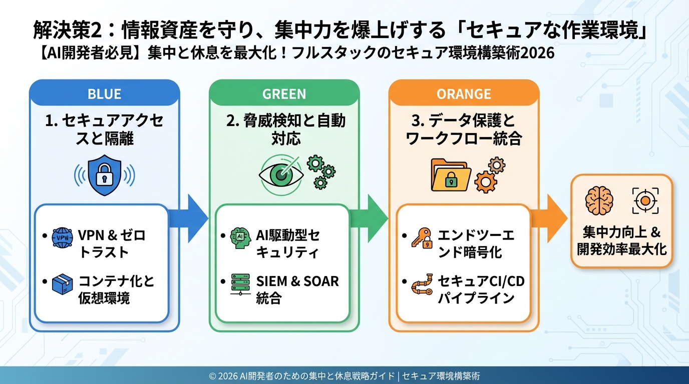 開発ツール 解決策2:情報資産を守り、集中力を爆上げする「セキュアな作業環境」