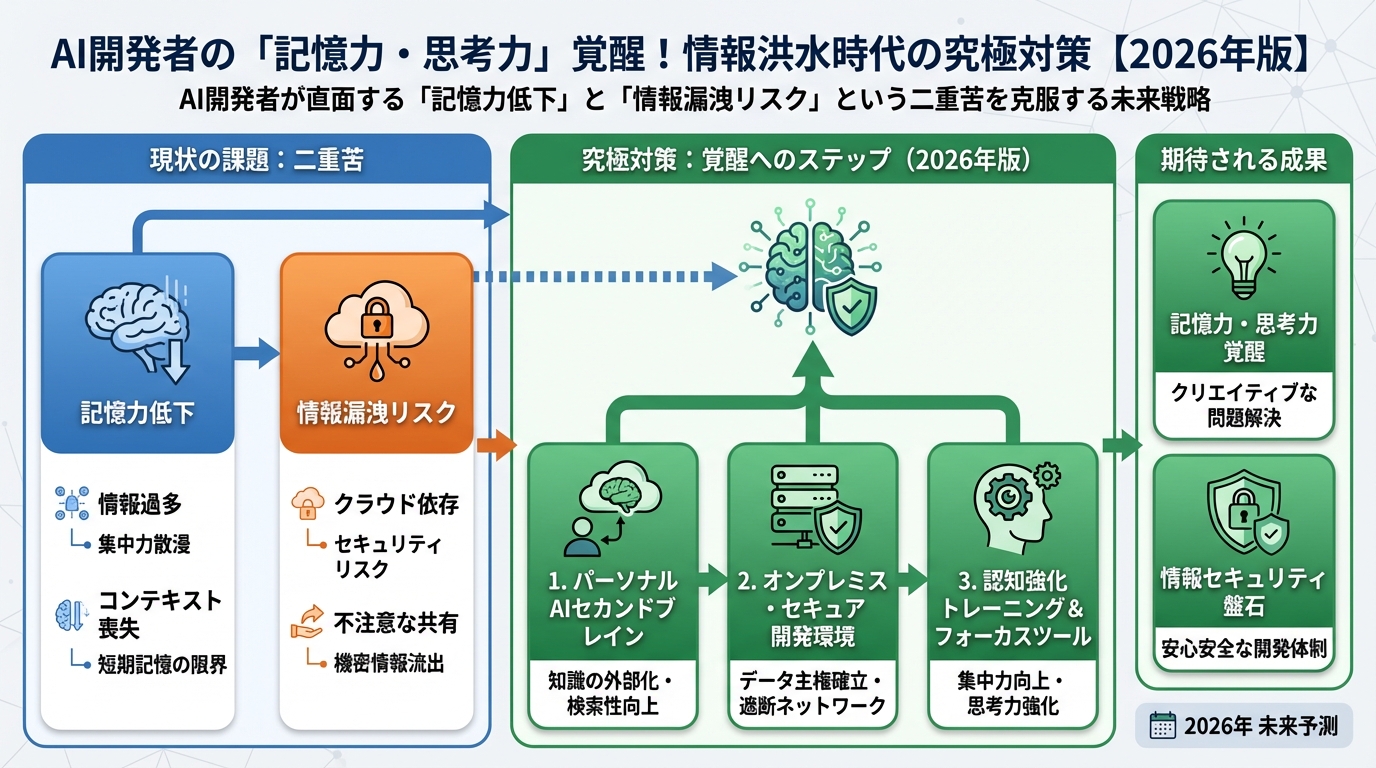 プログラミング AI開発者が直面する「記憶力低下」と「情報漏洩リスク」という二重苦