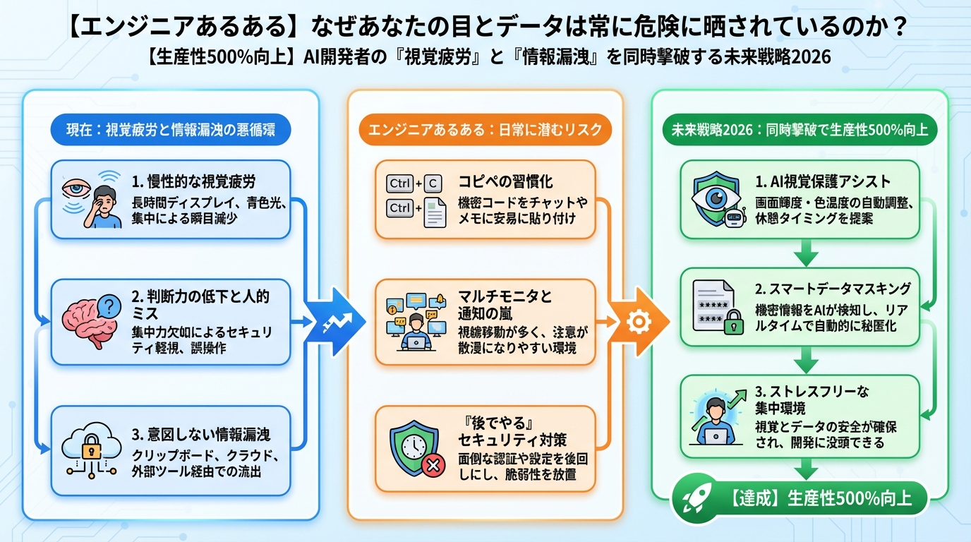 プログラミング 【エンジニアあるある】なぜあなたの目とデータは常に危険に晒されているのか?
