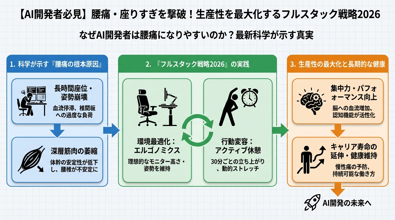 エンジニアの健康 なぜAI開発者は腰痛になりやすいのか？最新科学が示す真実