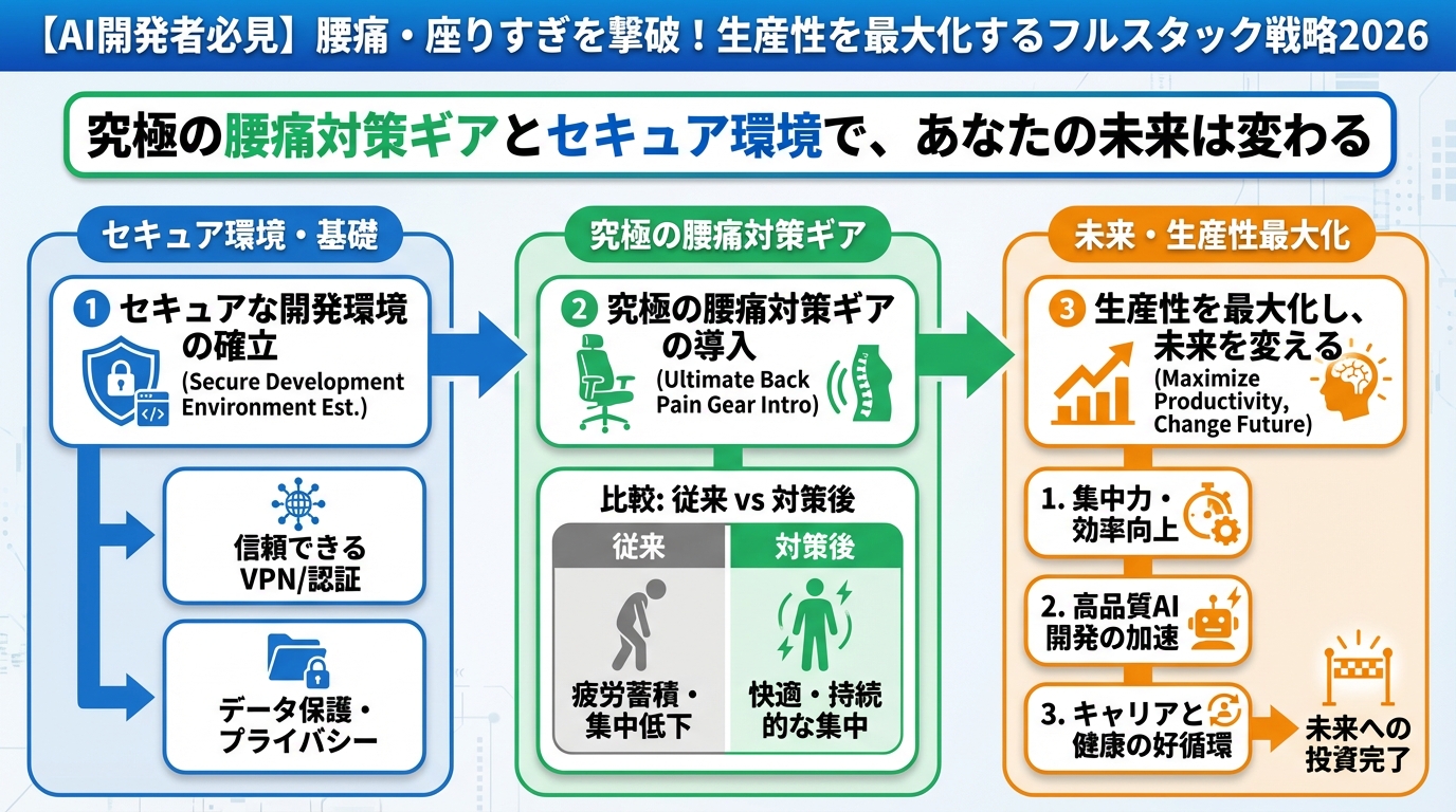 エンジニアの健康 究極の腰痛対策ギアとセキュア環境で、あなたの未来は変わる