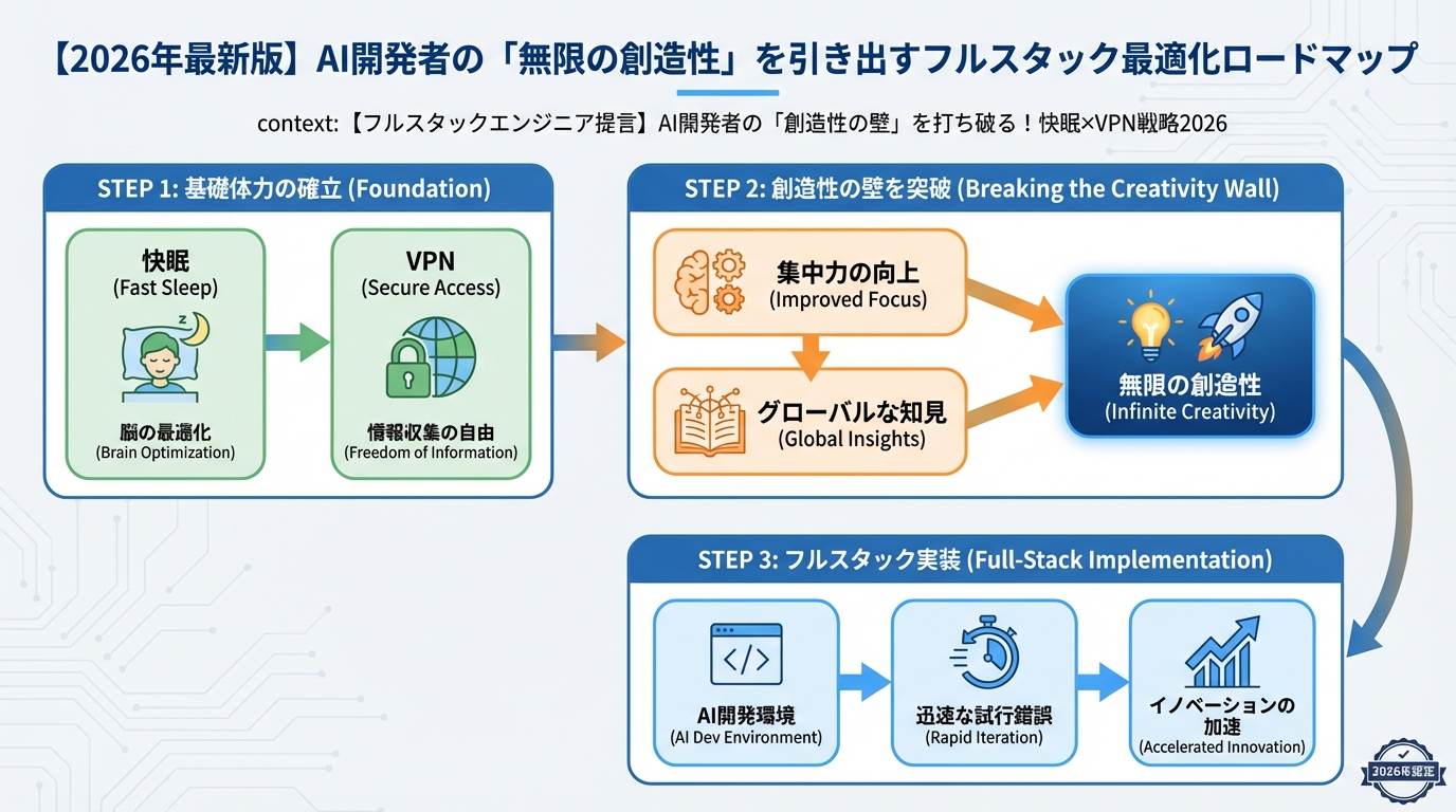 AI活用 【2026年最新版】AI開発者の「無限の創造性」を引き出すフルスタック最適化ロードマップ