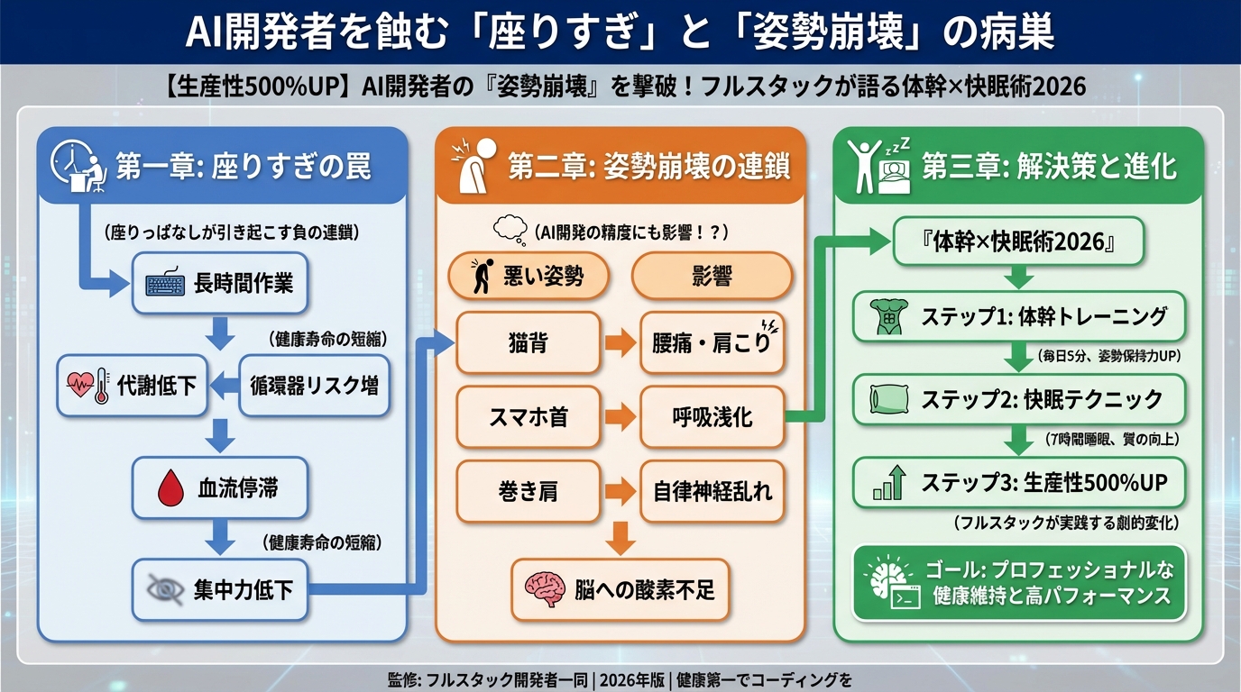 プログラミング AI開発者を蝕む「座りすぎ」と「姿勢崩壊」の病巣