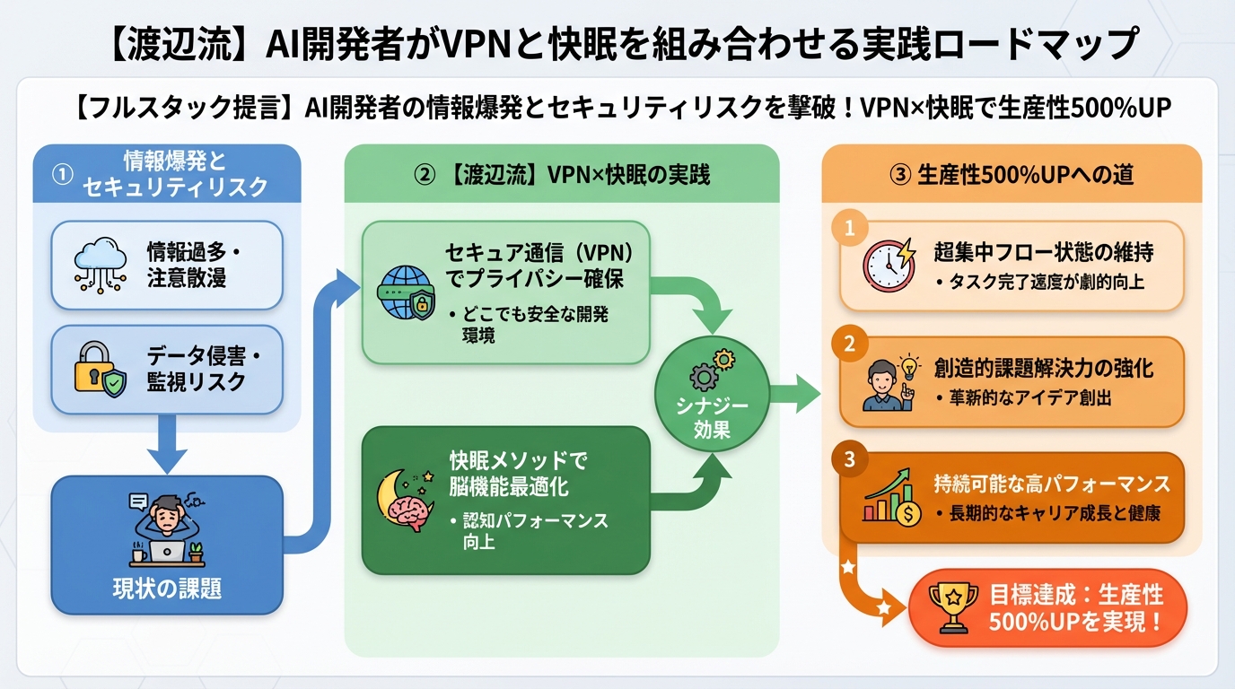 開発ツール 【渡辺流】AI開発者がVPNと快眠を組み合わせる実践ロードマップ