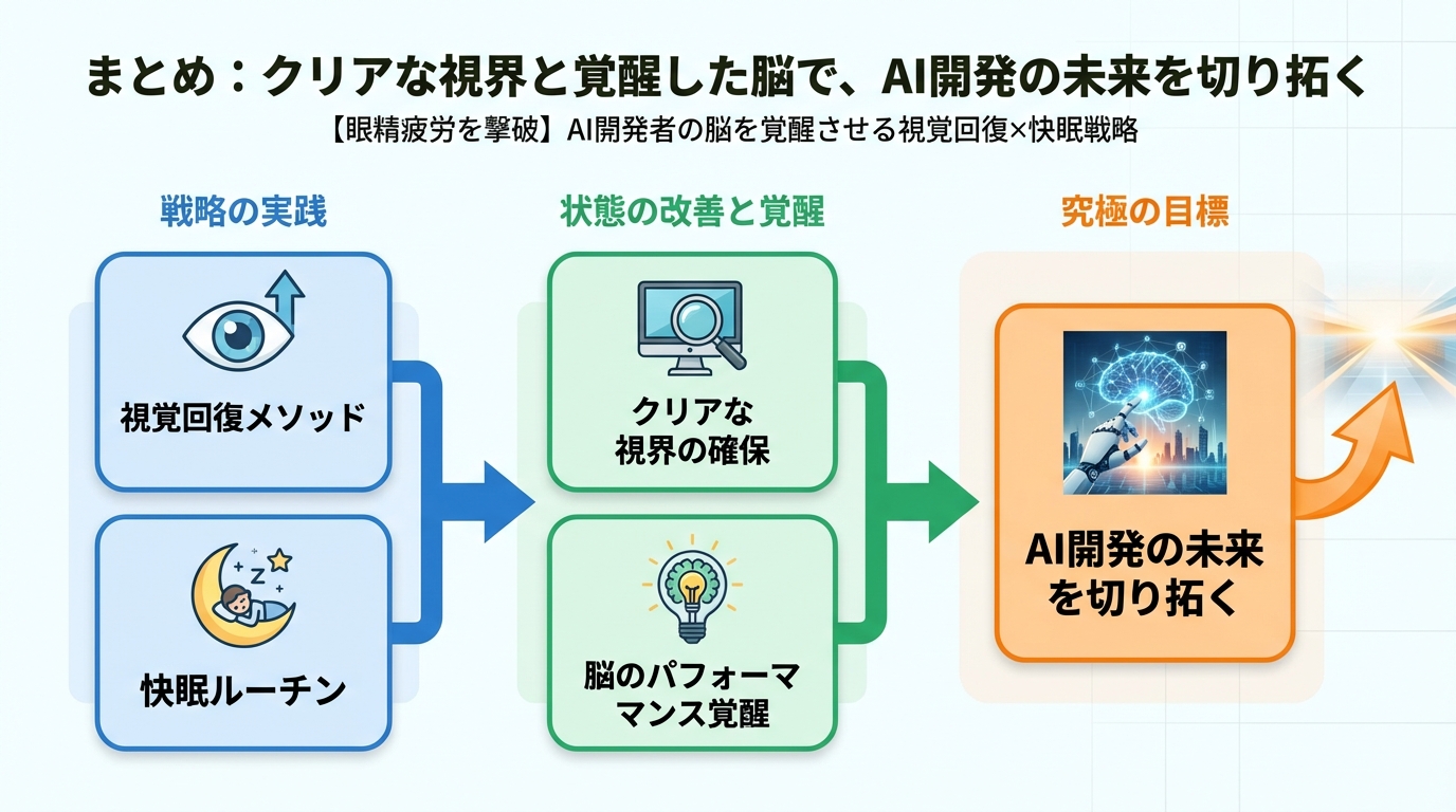 エンジニアの健康 まとめ:クリアな視界と覚醒した脳で、AI開発の未来を切り拓く