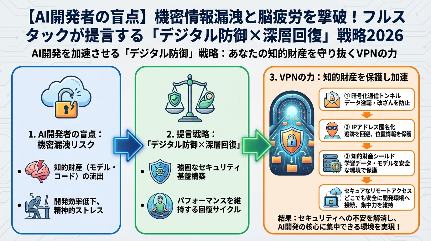 開発ツール AI開発を加速させる「デジタル防御」戦略:あなたの知的財産を守り抜くVPNの力