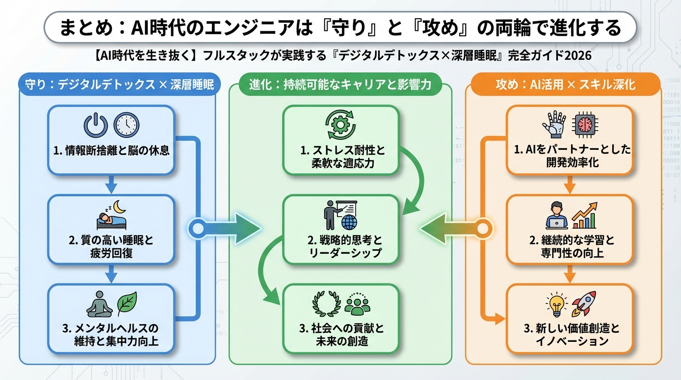 エンジニアの健康 まとめ:AI時代のエンジニアは『守り』と『攻め』の両輪で進化する