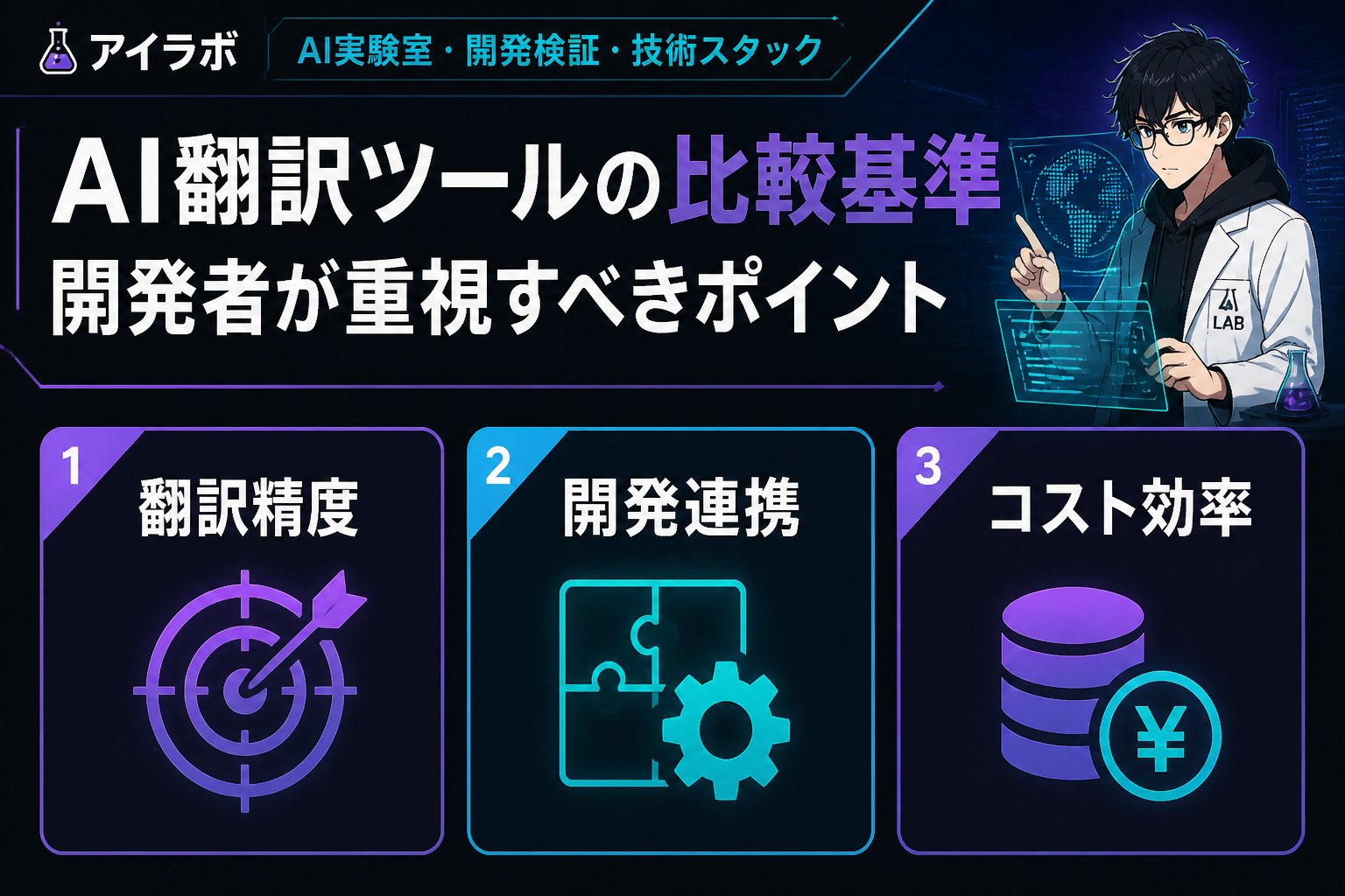 AI活用 AI翻訳ツールの比較基準｜開発者が重視すべきポイント