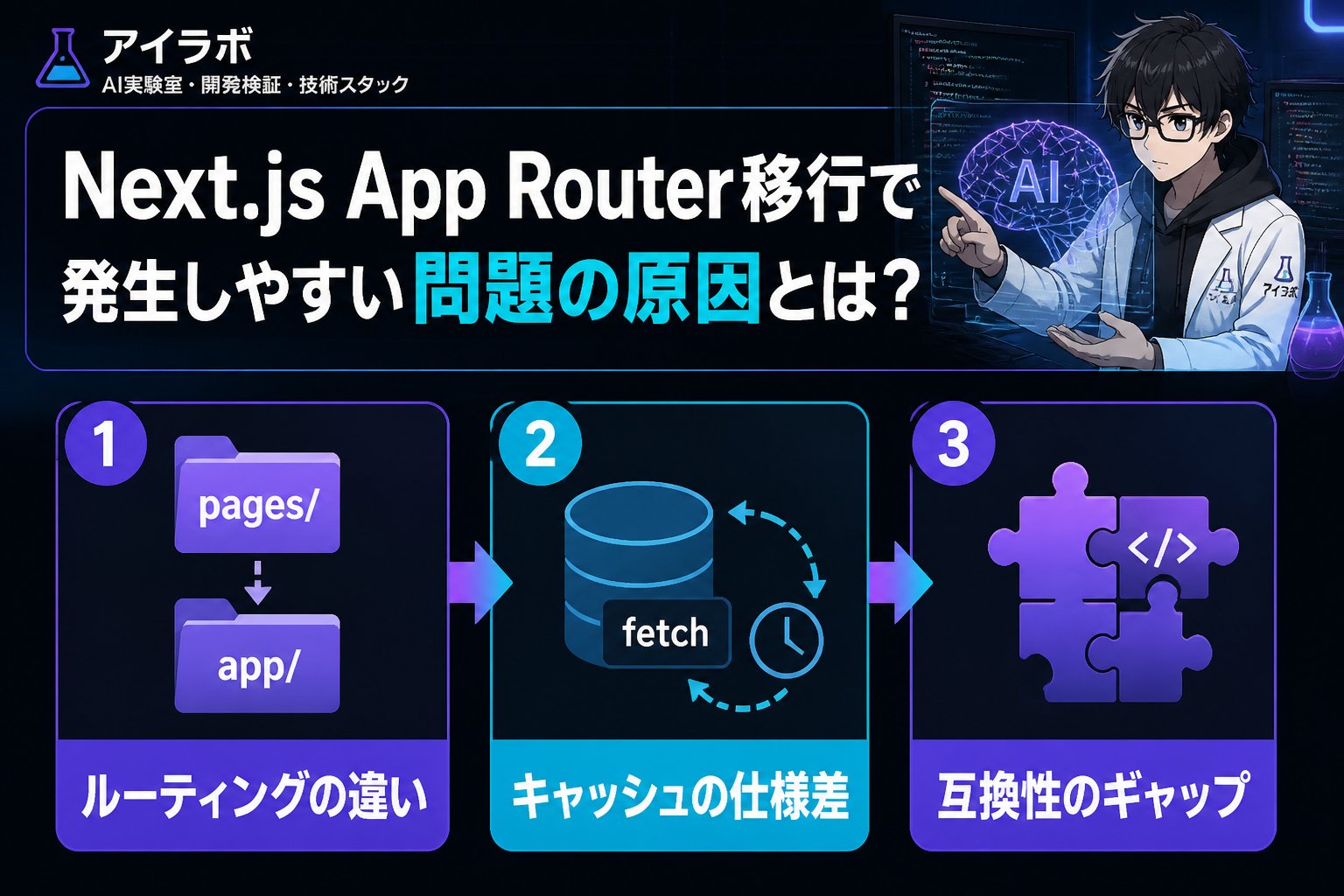 プログラミング Next.js App Router移行で発生しやすい問題の原因とは？