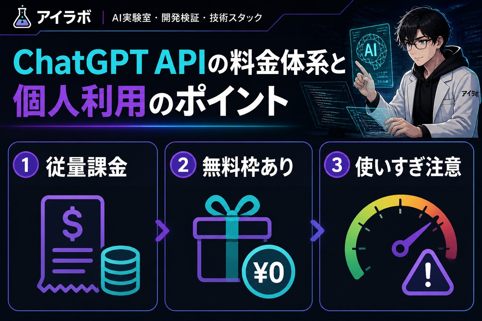 AI活用 ChatGPT APIの料金体系と個人利用のポイント