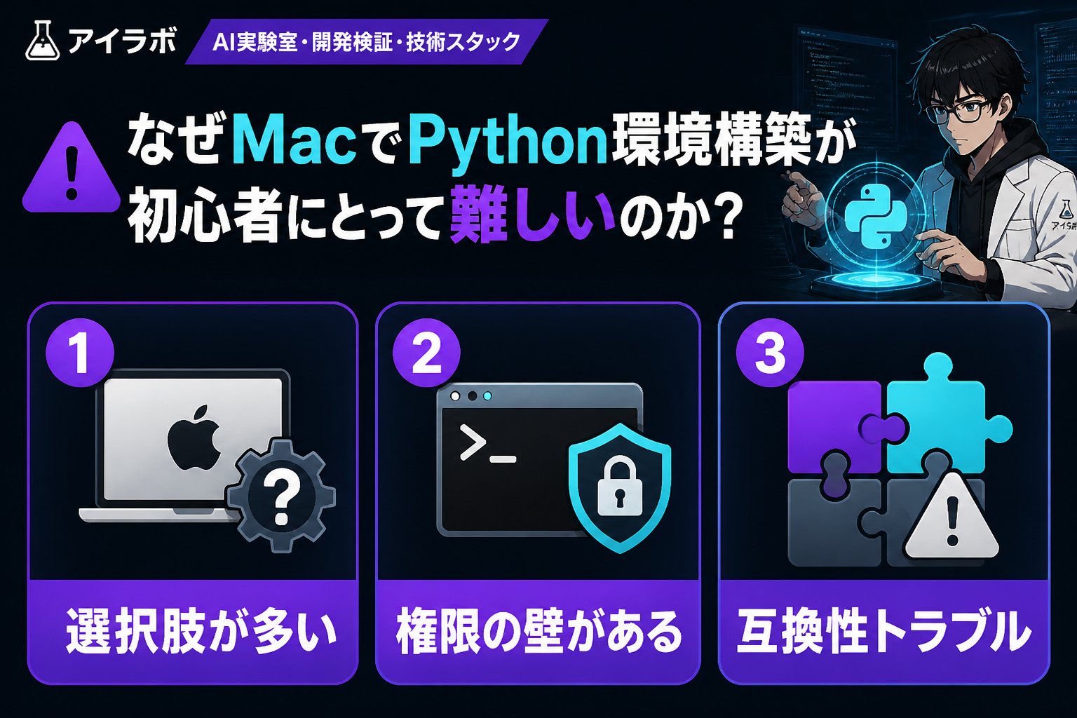 プログラミング なぜMacでPython環境構築が初心者にとって難しいのか？