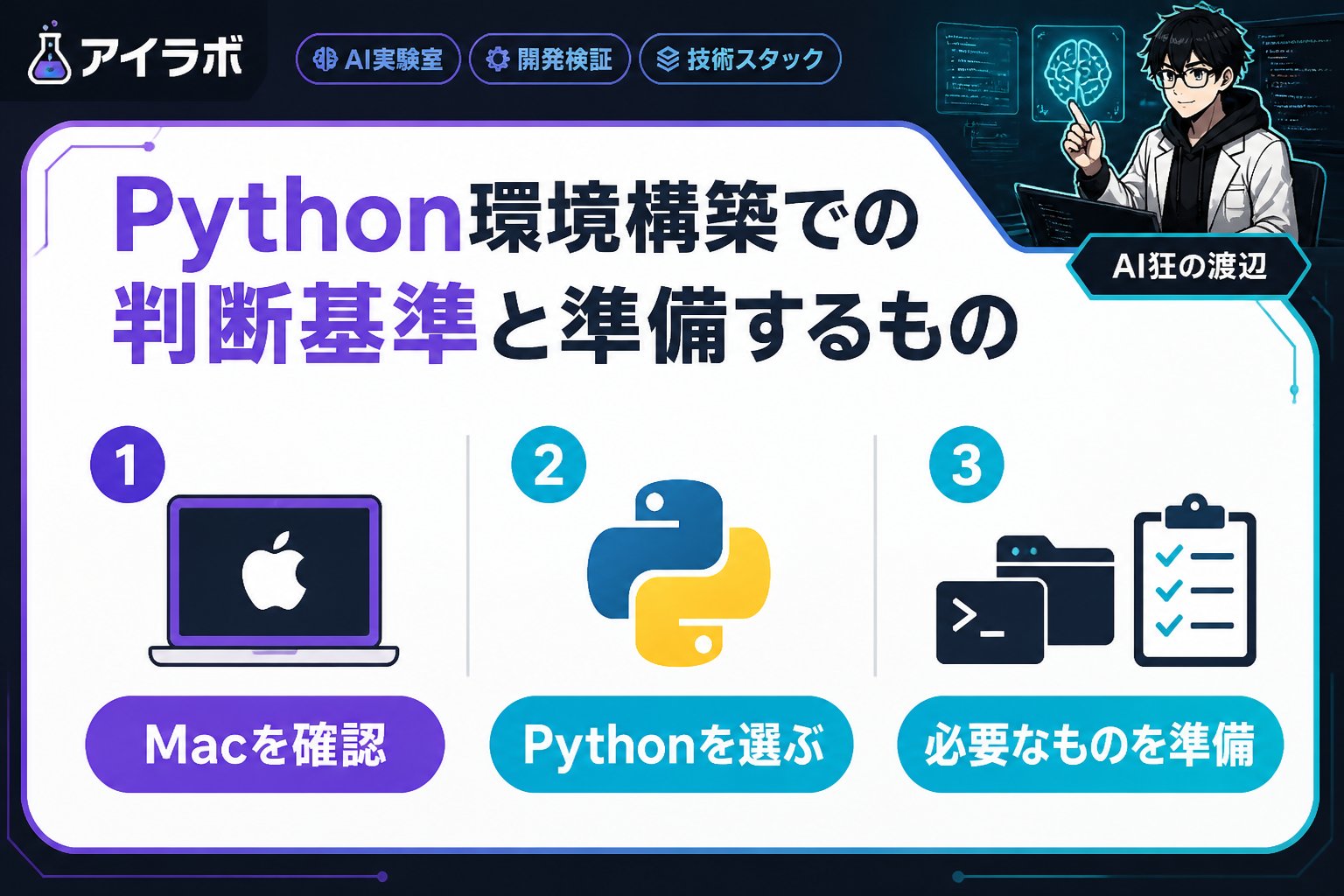 プログラミング Python環境構築での判断基準と準備するもの