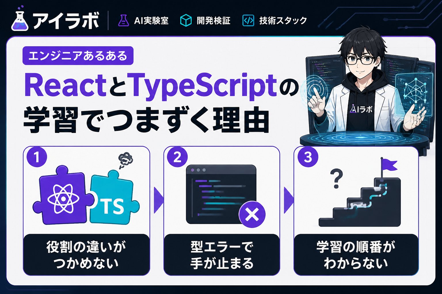 プログラミング エンジニアあるある：ReactとTypeScriptの学習でつまずく理由
