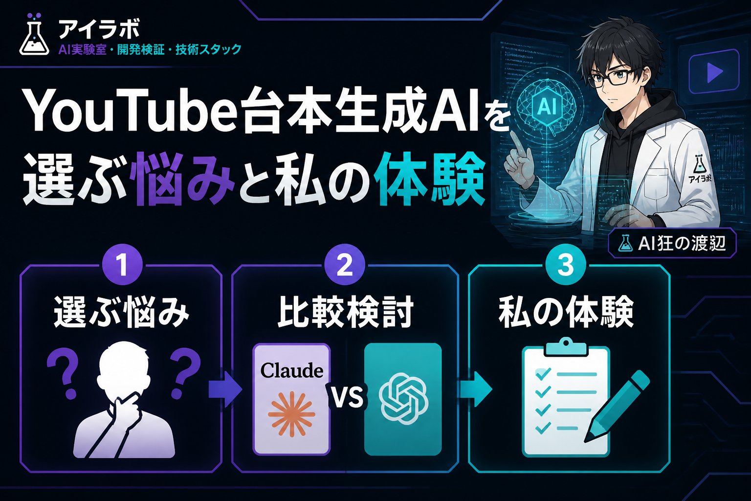 AI活用 YouTube台本生成AIを選ぶ悩みと私の体験