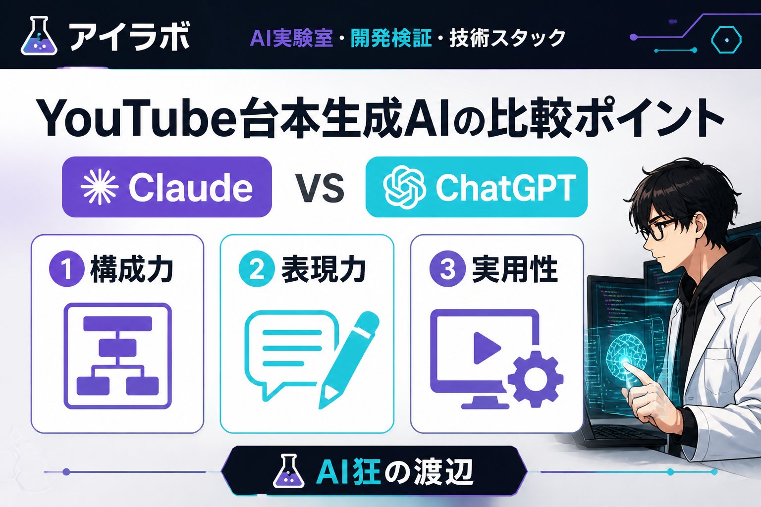AI活用 YouTube 台本 ClaudeとChatGPTの比較ポイント