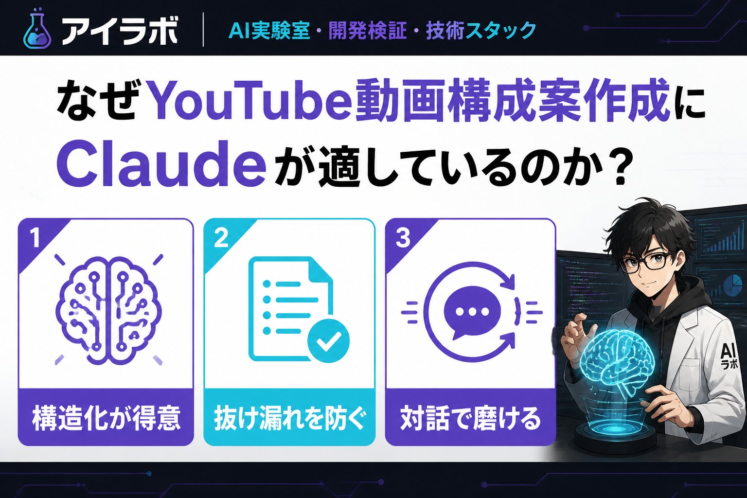 AI活用 なぜYouTube動画構成案作成にClaudeが適しているのか？