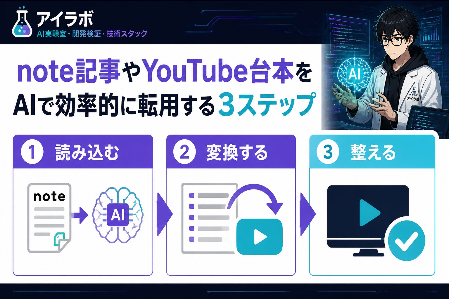AI活用 note記事やYouTube台本をAIで効率的に転用したい発信者の悩み