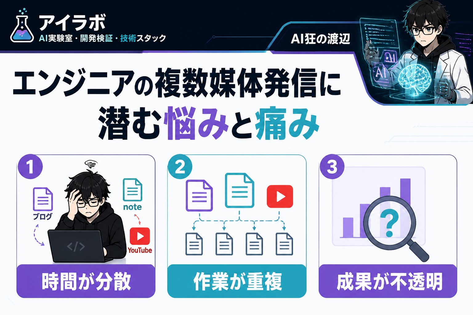 AI活用 エンジニアの複数媒体発信に潜む悩みと痛み