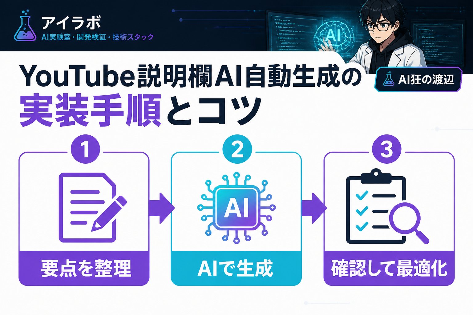 AI活用 YouTube説明欄AI自動生成の実装手順とコツ