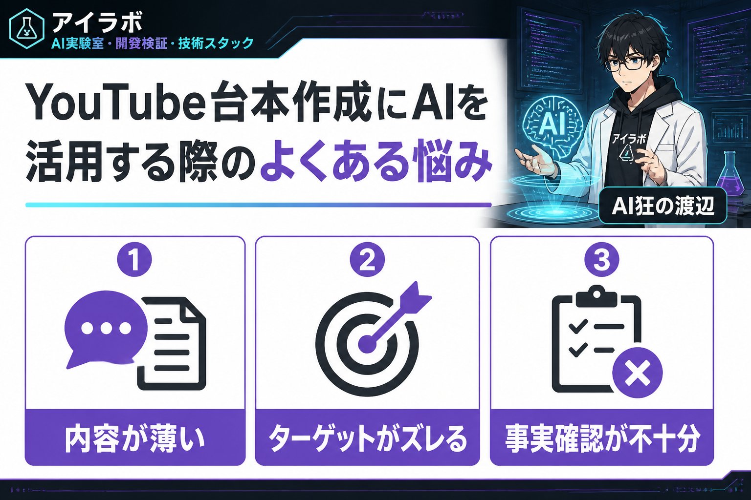 AI活用 YouTube台本作成にAIを活用する際のよくある悩み