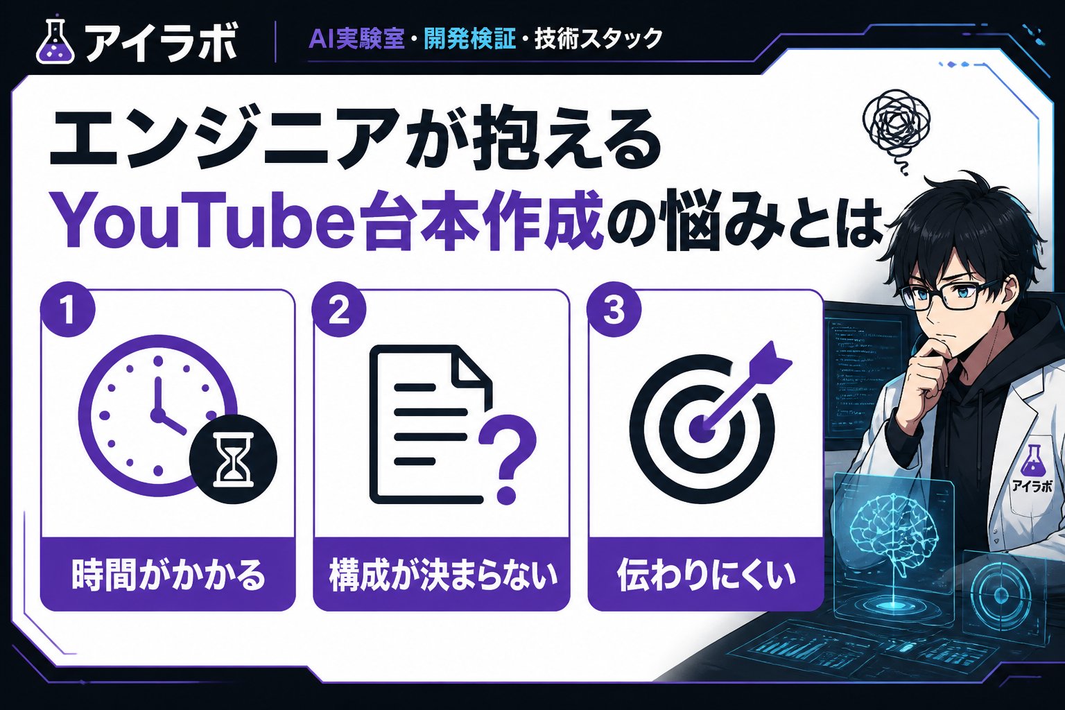 AI活用 エンジニアが抱えるYouTube台本作成の悩みとは