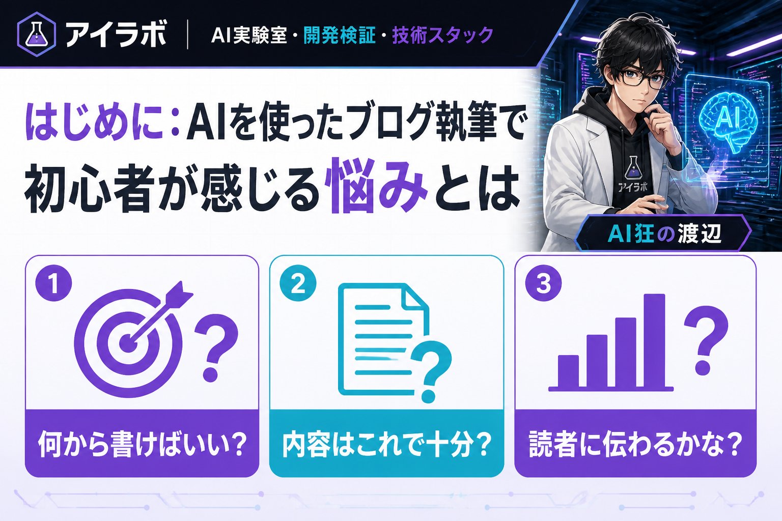 AI活用 はじめに：AIを使ったブログ執筆で初心者が感じる悩みとは