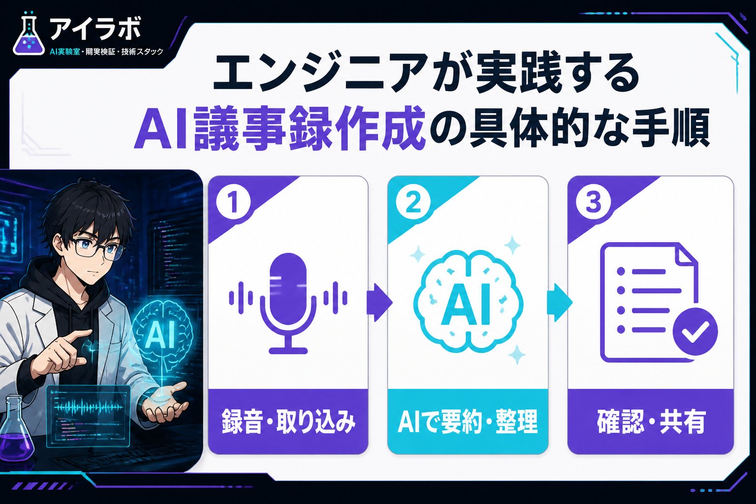 AI活用 エンジニアが実践するAI議事録作成の具体的な手順