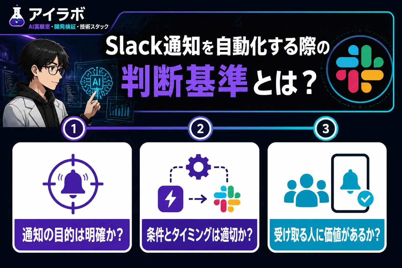 プログラミング Slack通知を自動化する際の判断基準とは？