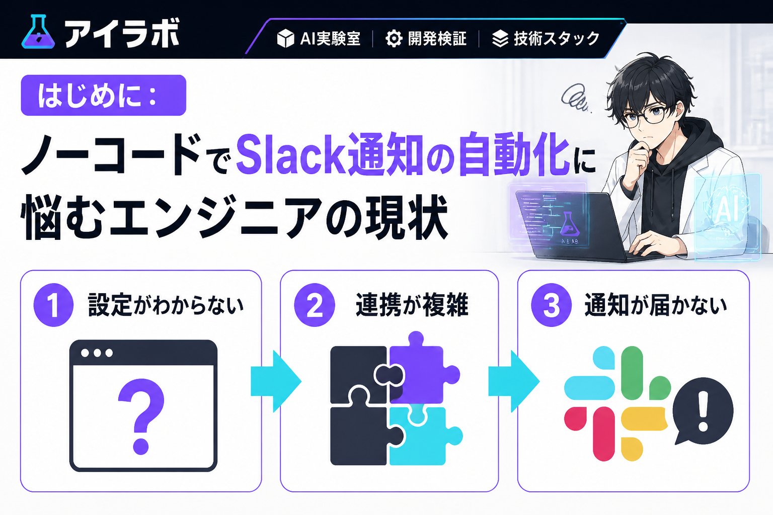 プログラミング はじめに：ノーコードでSlack通知の自動化に悩むエンジニアの現状
