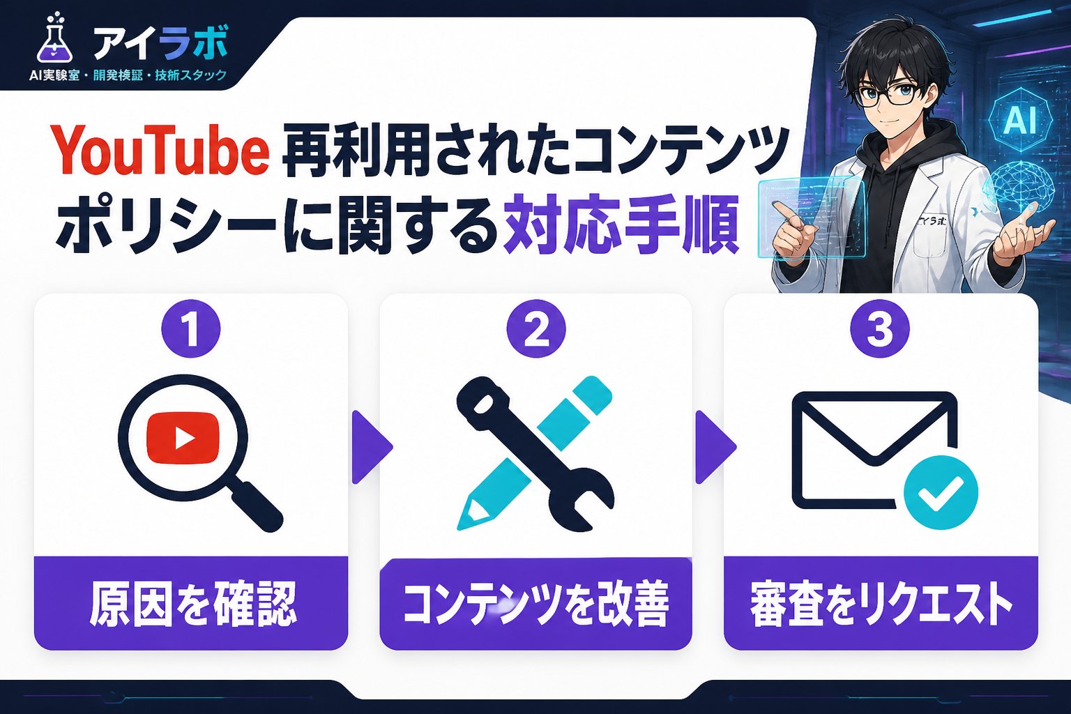 AI活用 YouTube 再利用されたコンテンツポリシーに関する対応手順