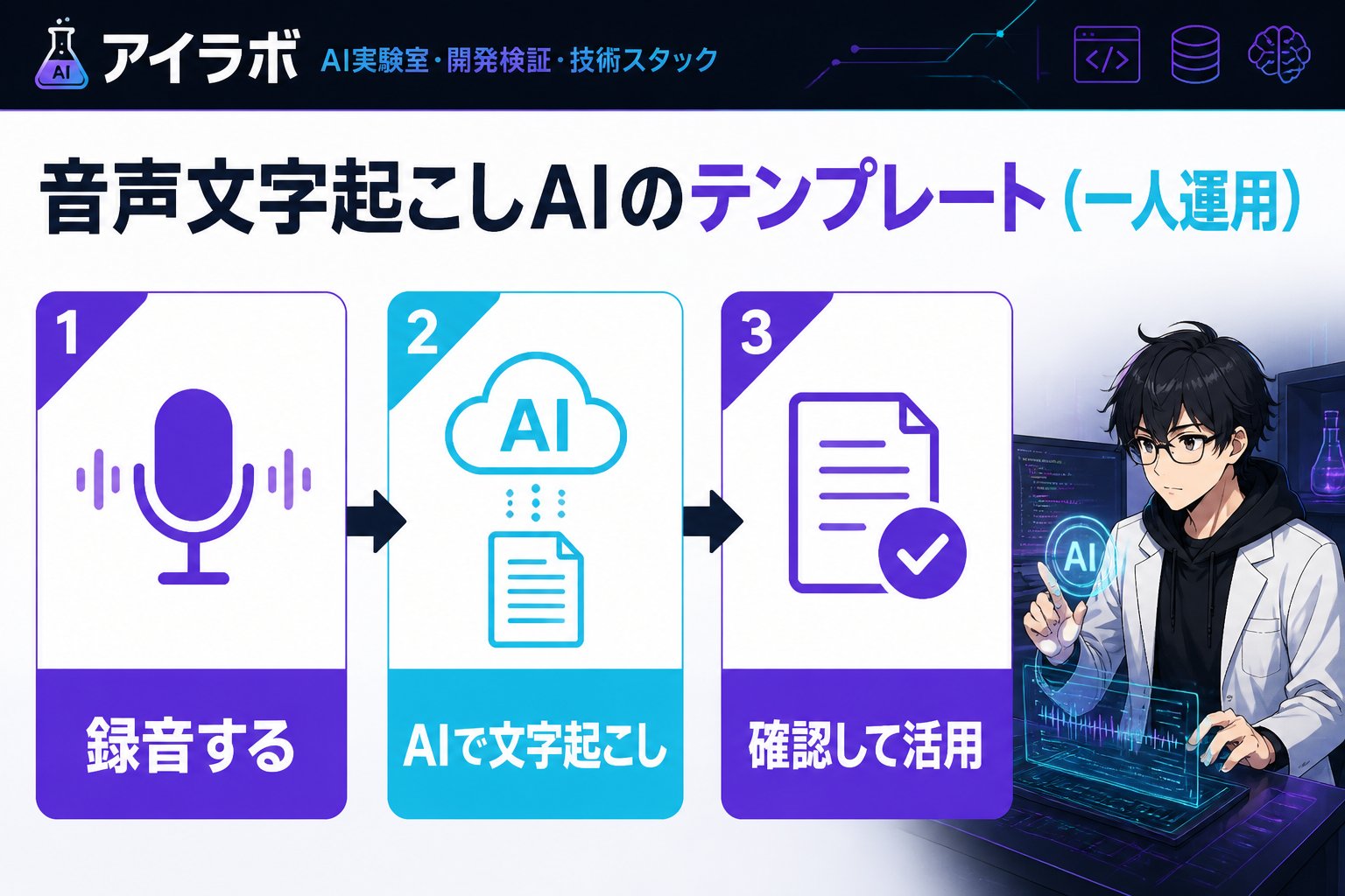 AI活用 音声文字起こしAIのテンプレート（一人運用）