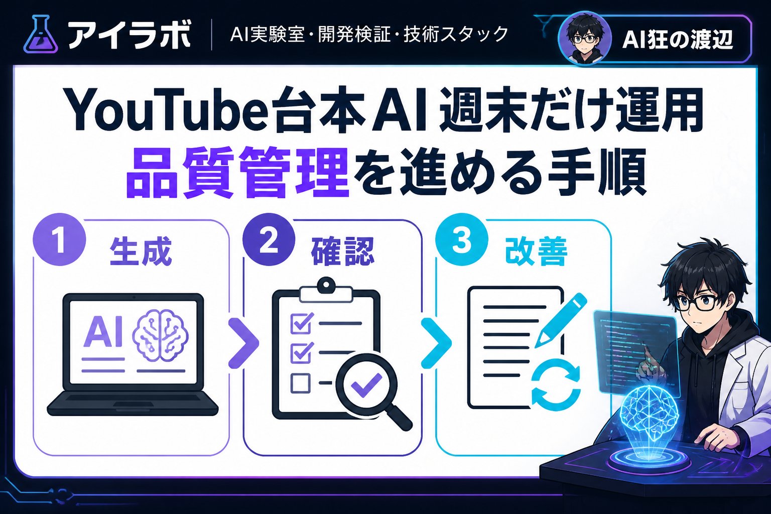 AI活用 YouTube台本 AI 週末だけ運用 品質管理を進める手順