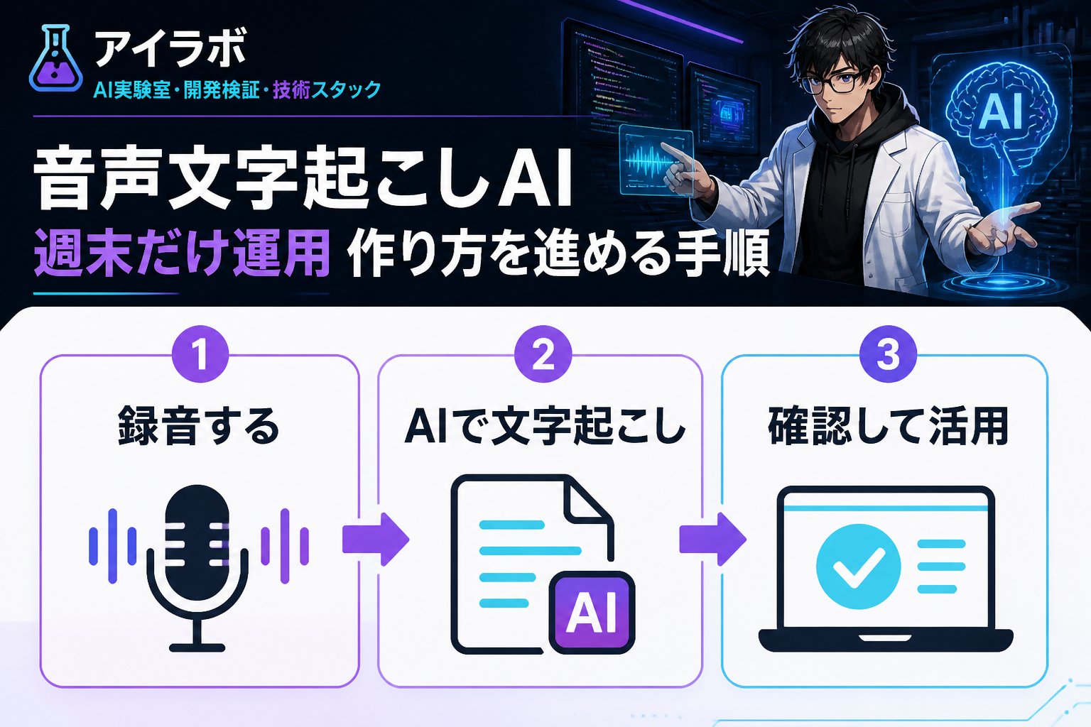 AI活用 音声文字起こし AI 週末だけ運用 作り方を進める手順