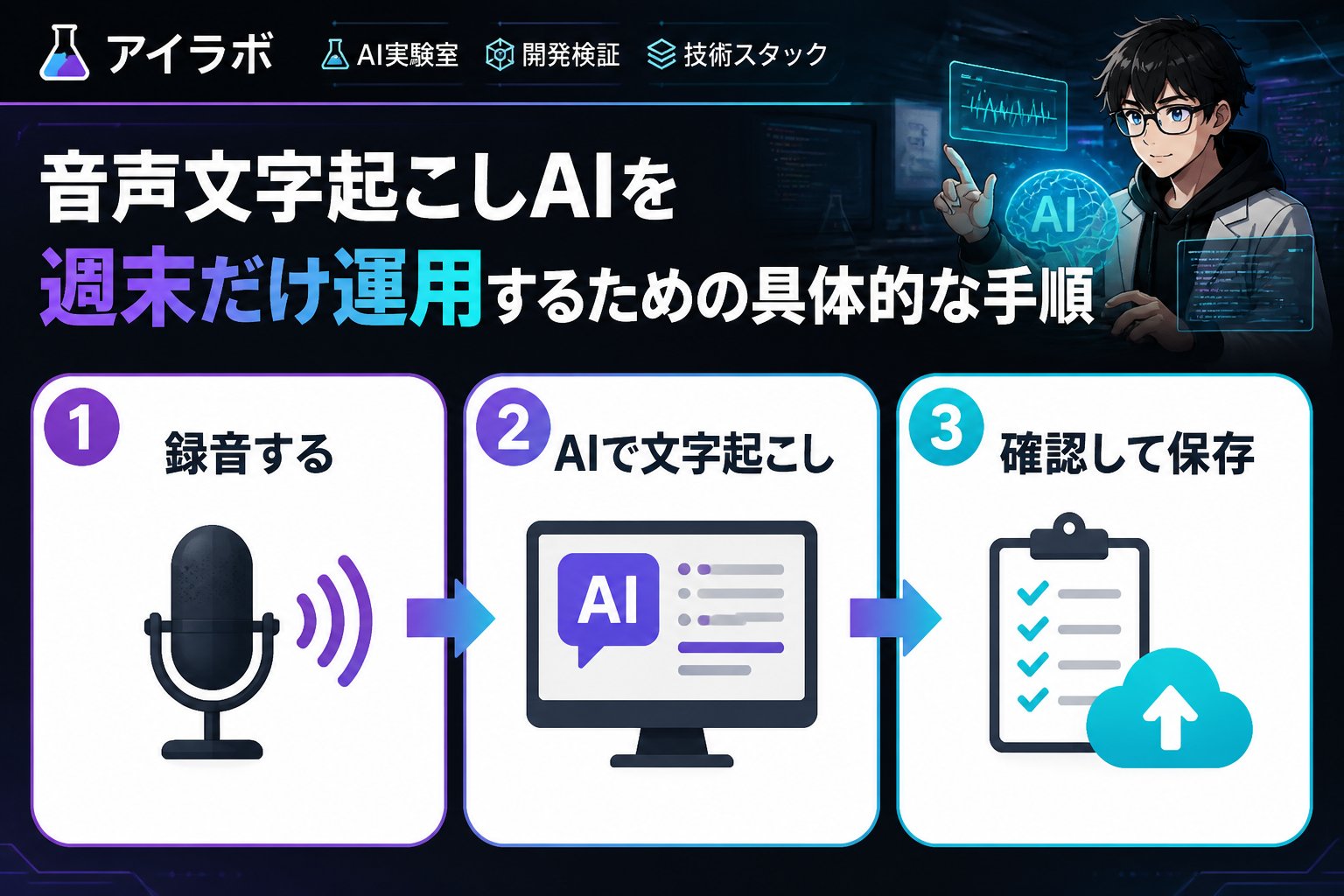 AI活用 音声文字起こしAIを週末だけ運用するための具体的な手順
