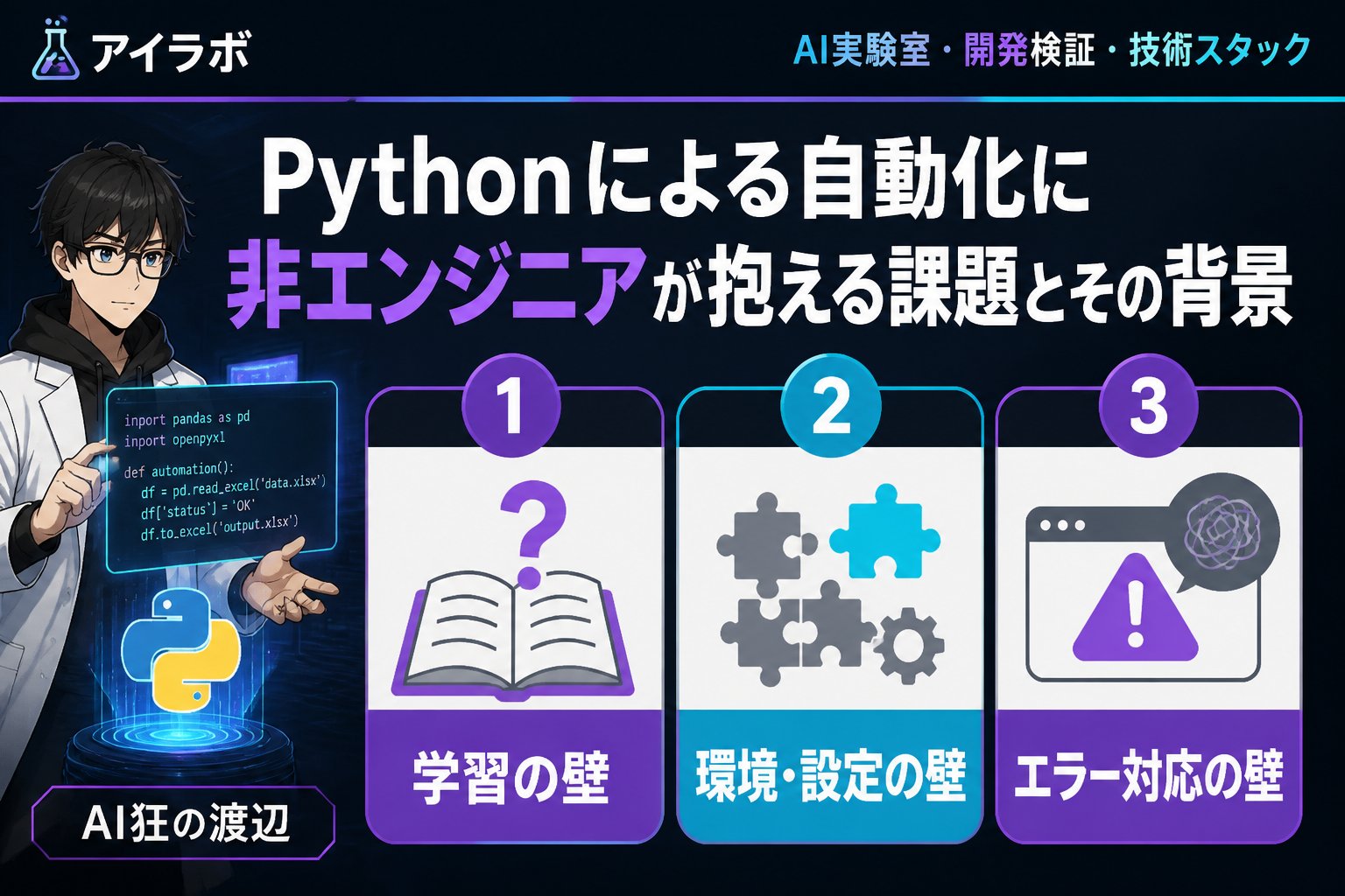 プログラミング Pythonによる自動化に非エンジニアが抱える課題とその背景