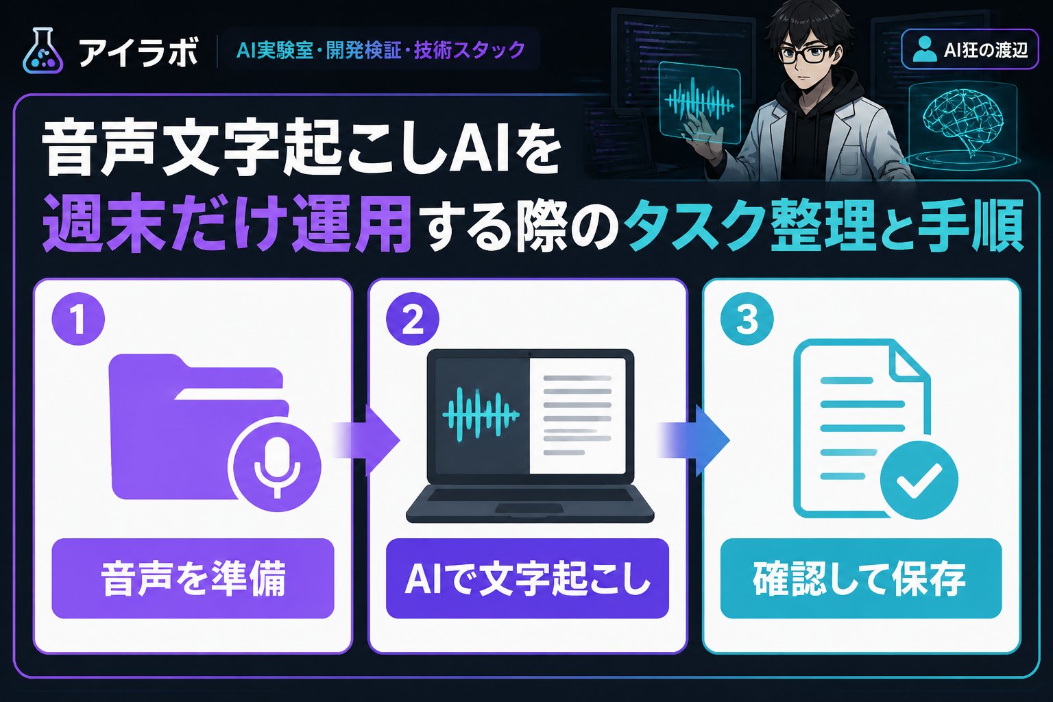 AI活用 音声文字起こしAIを週末だけ運用する際のタスク整理と手順