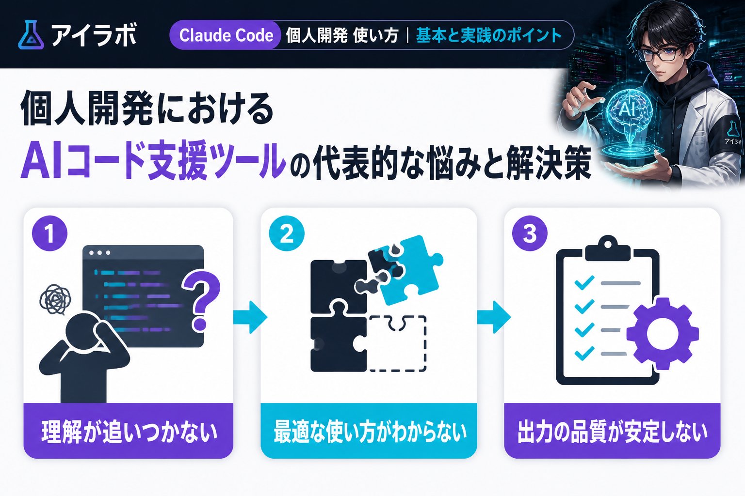 開発ツール 個人開発におけるAIコード支援ツールの代表的な悩みと解決策