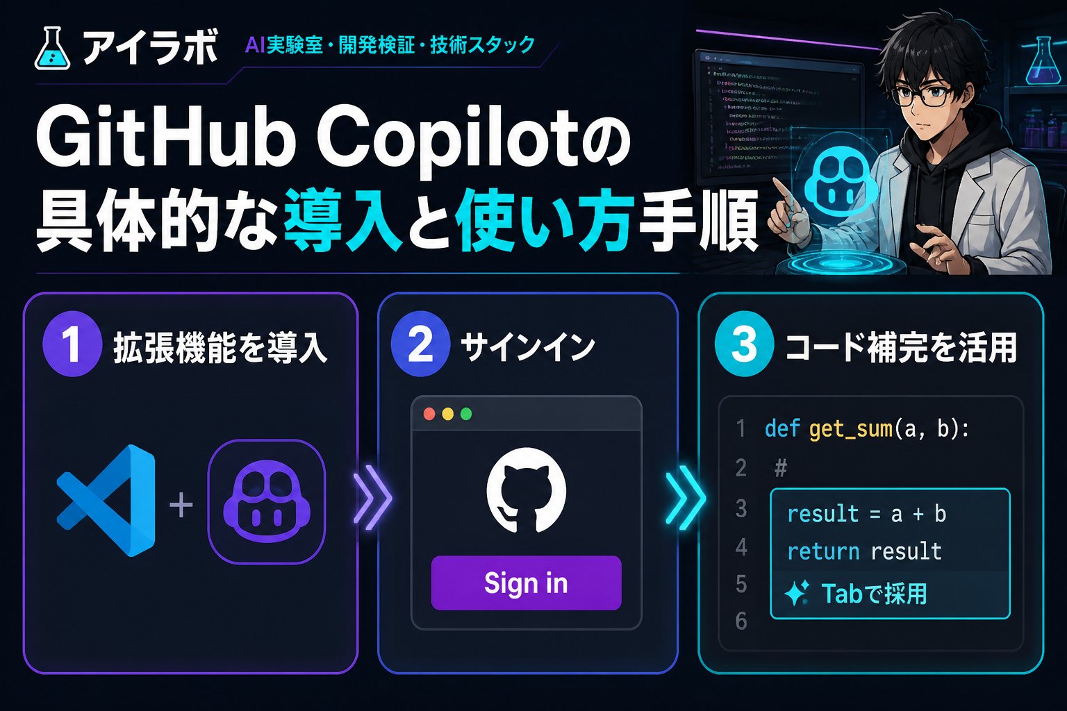 開発ツール GitHub Copilotの具体的な導入と使い方手順（初心者向け）